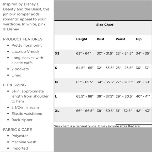 Disney Beauty and the Beast floral romper S - Picture 14 of 14